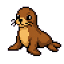 Lobo marino de Galápagos en pixel art